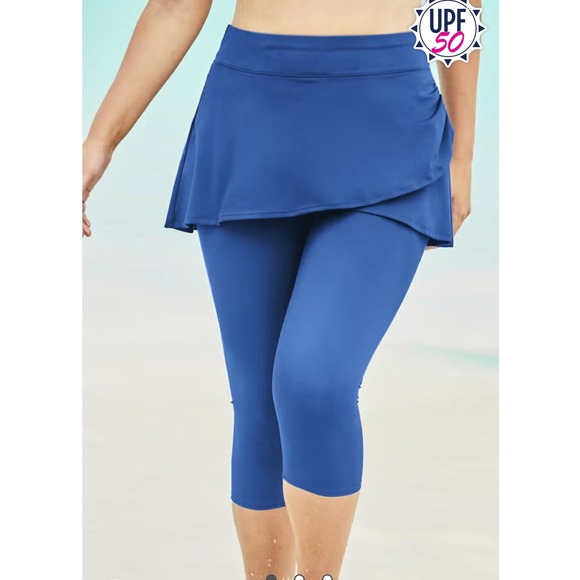 Swimsuits For All Other - Women Blue 16 Skirted Swim CapriPants Coverage Summer Beach Vacation Resort Boho